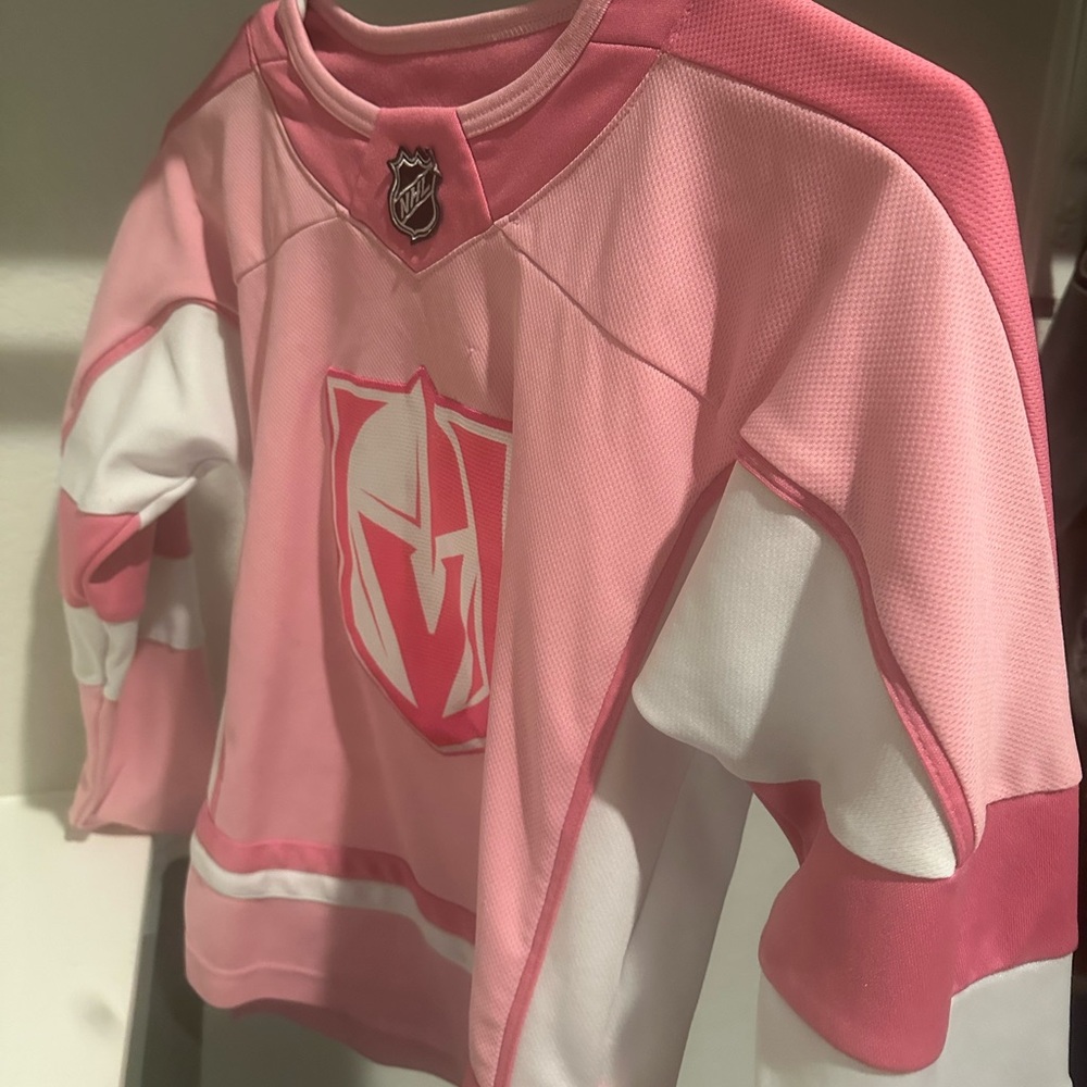 VGK Pink Girls Jersey with “faded autographs”